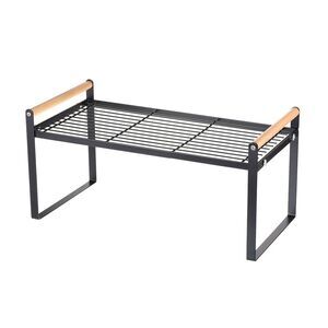 Stackable Spice Rack Organizer for Countertop 2 Tier Kitchen Counter Shelf Black
